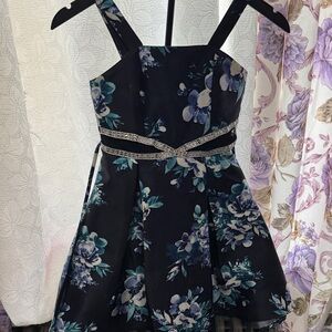Speechless Black Floral Party Dress with Teal and Blue Accents